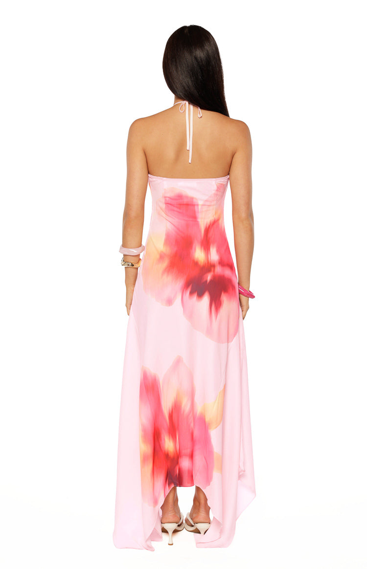 Elowen Pink Floral Halter Maxi Dress
